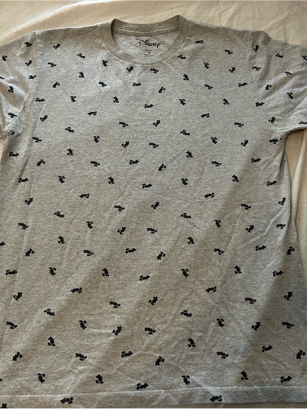 Disney Men’s Grey Tee with Small Black Mickey Icons